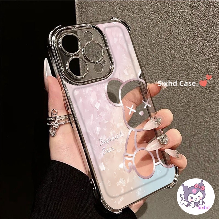 SAMSUNG สําหรับsamsung S25 S21 Ultra S23 S21 Plus S24 Ultra S23FE Galaxy A73 A53 A54 A55 A52 5GหรูหราชุบAnti Dropป้องกันกรณีอินเทรนด์การ์ตูนGradient Kawsปกอ่อน