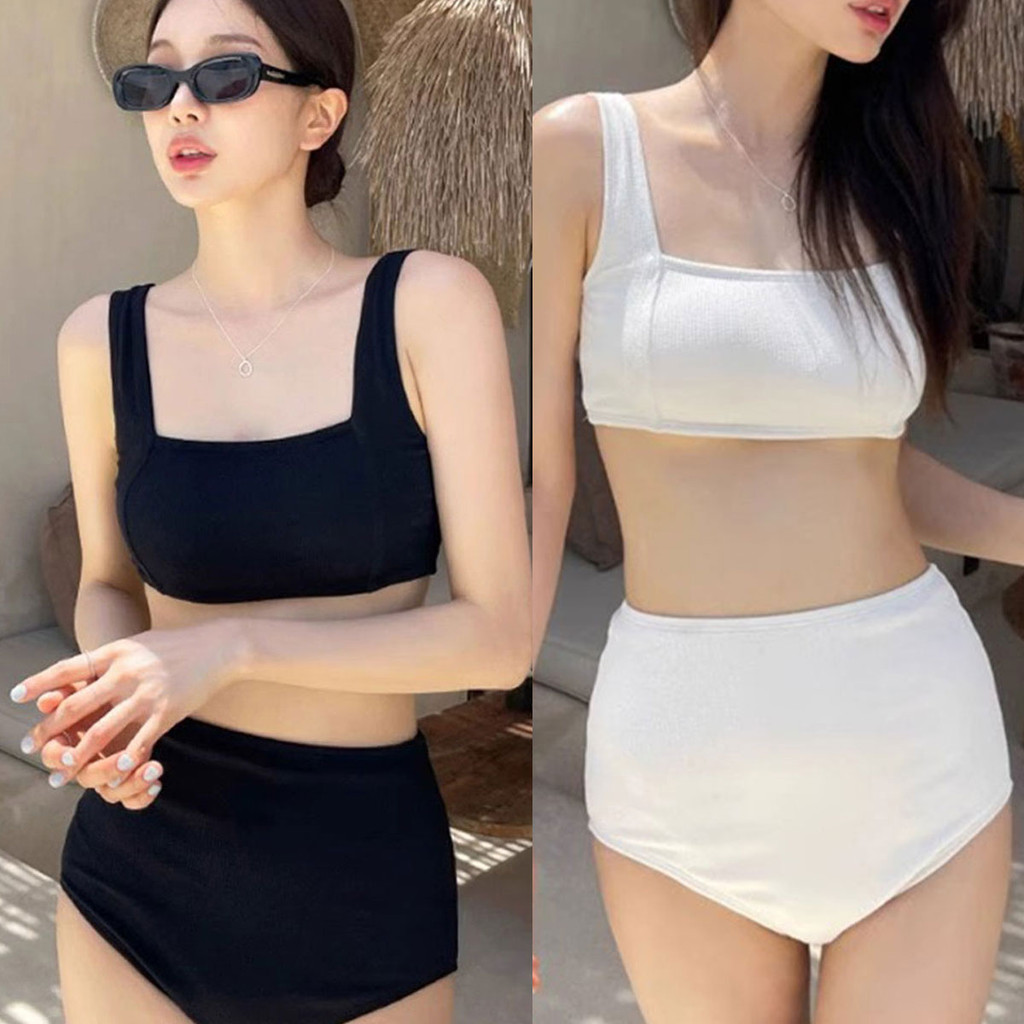 ชุดว่ายน้ำบิกินี่เกาหลีเอวสูง ดีไซน์สวยสำหรับการเที่ยว