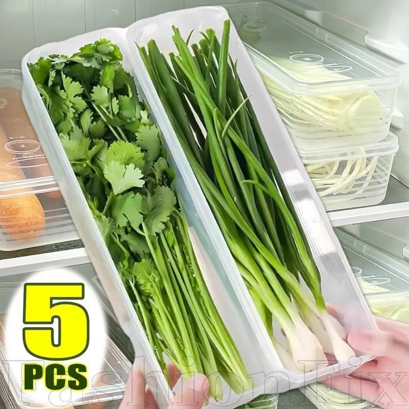 5 ชิ้น Airtight Freshness อาหารคอนเทนเนอร์ - 29 ซม.กล่องเก็บ PP โปร่งใส,การออกแบบป้องกันการรั่วซึมสําหรับสมุนไพร/ผัก,ทําความสะอาดง่ายองค์กร Solution
