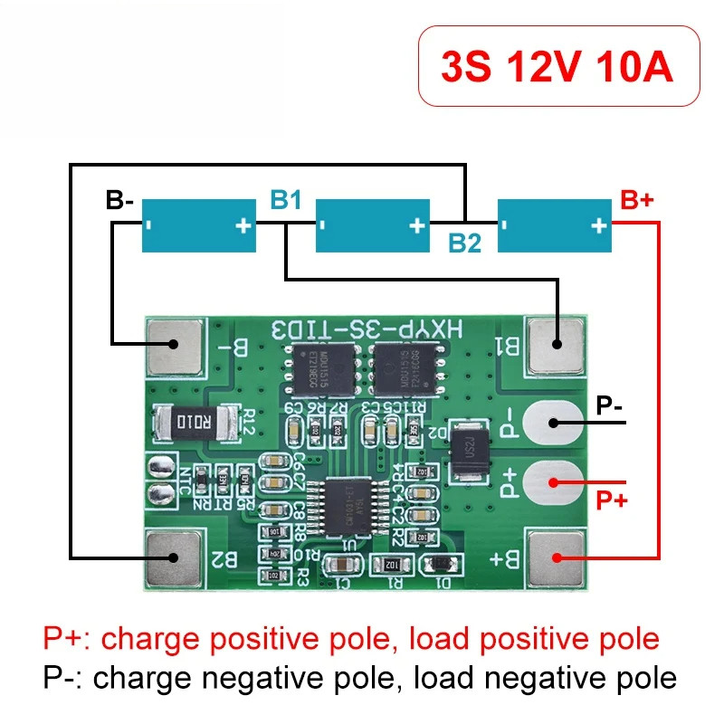 3S 10A BMS Li-ion แบตเตอรี่ลิเธียม 18650 Charger PCB BMS แผ่นป้องกัน 12V 11.1V 12.6V ป้องกันการชาร์จ