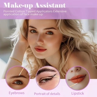 Microblading Cotton Swab Double Pointed Tip Swabs อเนกประสงค์ Precision Tipped ไม้ Sticks สําหรับขนตา Make up Tattoo อุปกรณ์ถาวร