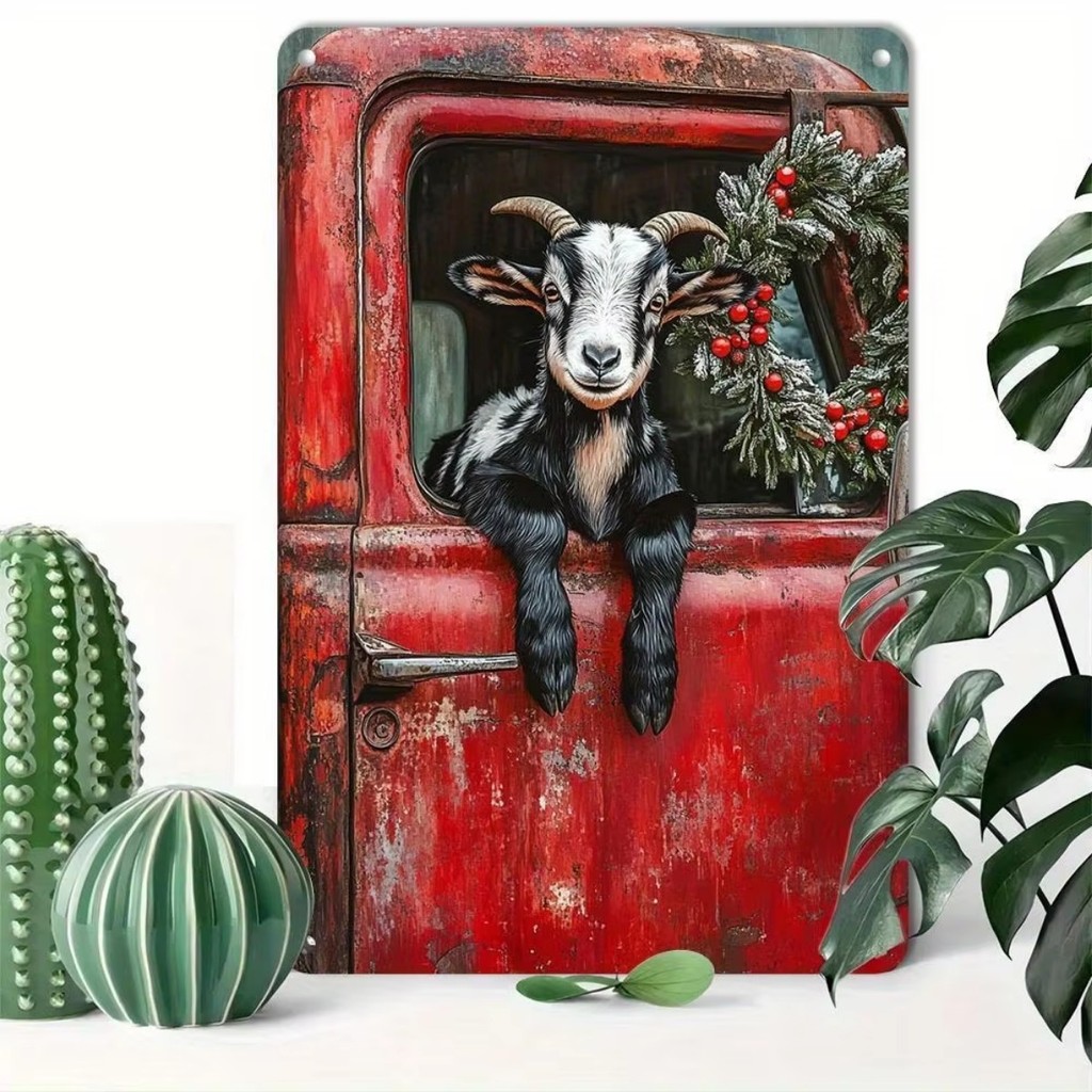 1ชิ้น8x12นิ้วชนบทแพะคริสต์มาสป้ายโลหะปักแผ่นโลหะผนังนํามาใช้ใหม่งานศิลปะสําหรับบ้านคลับคาเฟ่ตกแต่งวันหยุด - รูปที่ 4