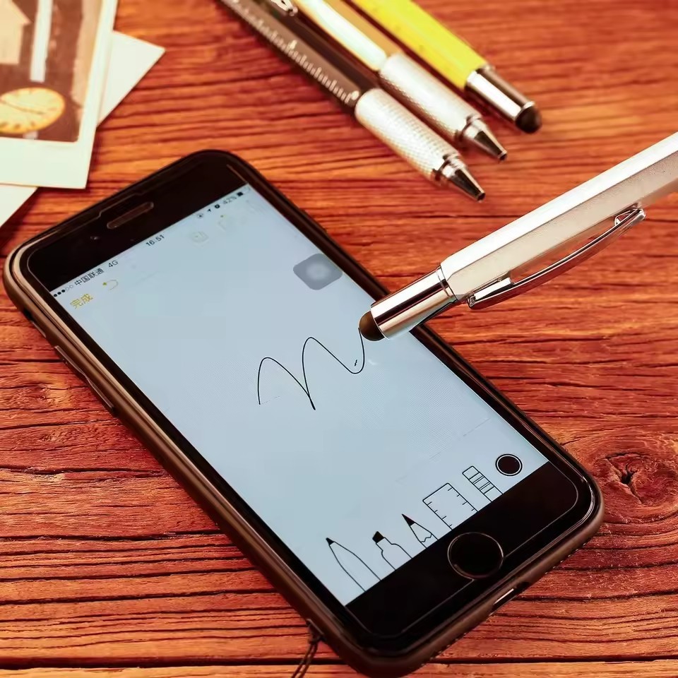 Zononon 6-in-1 Multi Tool ปากกาพร้อมสไตลัส/ไม้บรรทัด/ไขควง, ปากกาโลหะอลูมิเนียมสําหรับ DIY/สํานักงาน, 3 สีพร้อมเติม 3 รวมอยู่ด้วย - รูปที่ 3