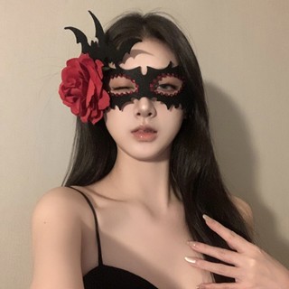 MagpieAdvanced อารมณ์ดอกไม้สีดําหน้ากากครึ่งหน้าสําหรับสาวหน…