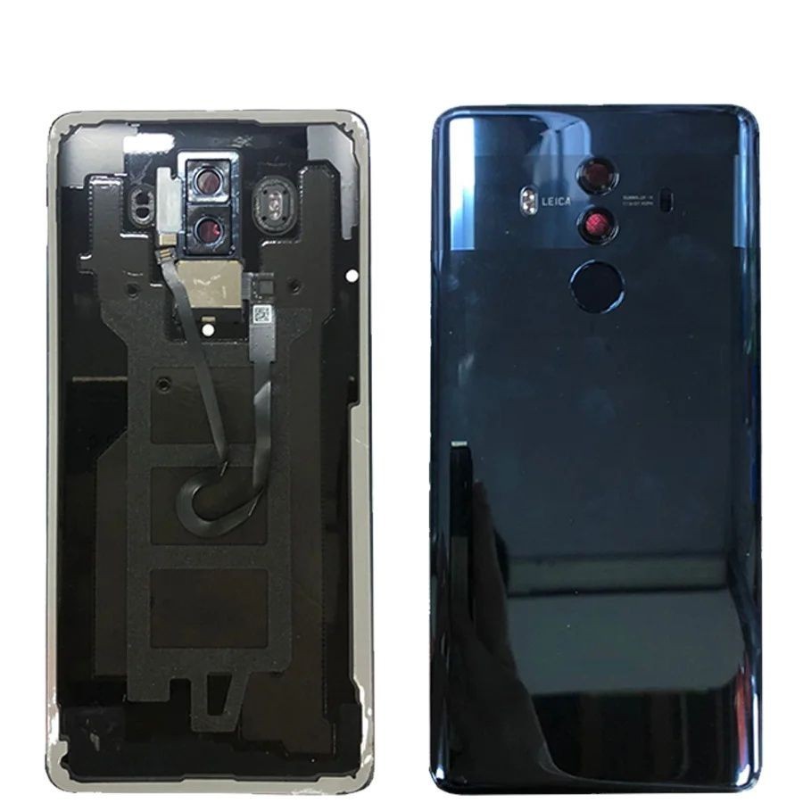 กระจกด้านหลังสําหรับ Huawei Mate 10 Pro พร้อมเซ็นเซอร์ลายนิ้วมือ + เลนส์กล้อง + แฟลชไดรฟ์ Mate 10Pro เคสฝาครอบแบตเตอรี่