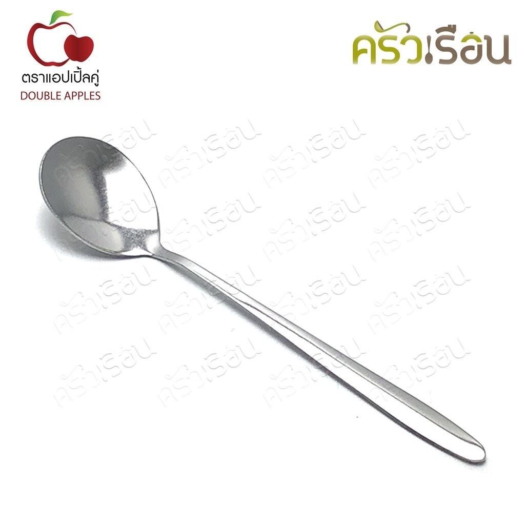Double Apples ช้อนเกาหลี ลายเรียบ ใหญ่ 20.5 x 4 ซม. สเตนเลส 430 หนา 1.5 มม.