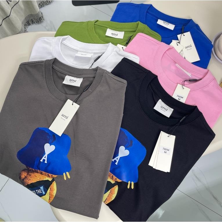 ใหม่ เสื้อยืดแขนสั้น ผ้าฝ้าย พิมพ์ลายหัวใจ aml 2A สไตล์ใหม่ สําหรับผู้ชาย และผู้หญิง