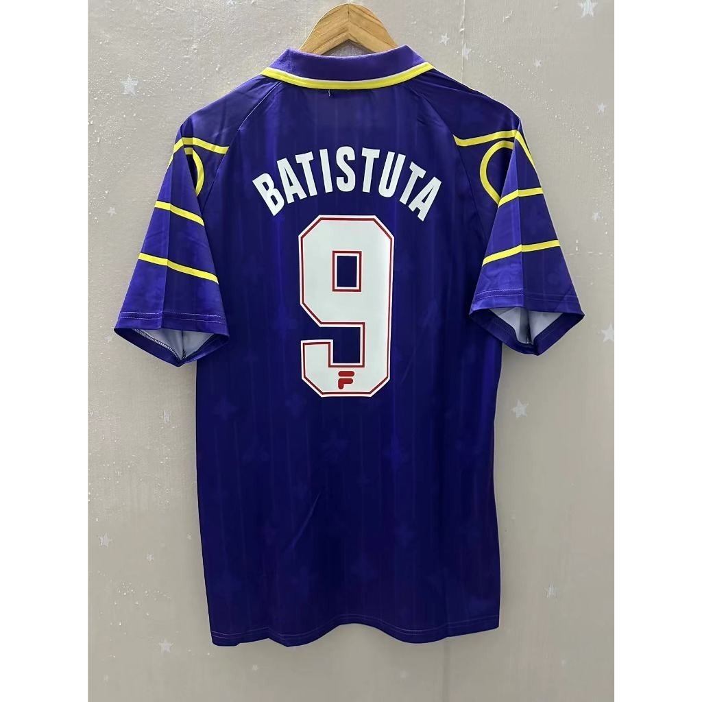 เสื้อกีฬาแขนสั้น ลายทีมชาติฟุตบอล BATISTUTA RUI COSTA 97 98 Florence คุณภาพสูง สไตล์เรโทร