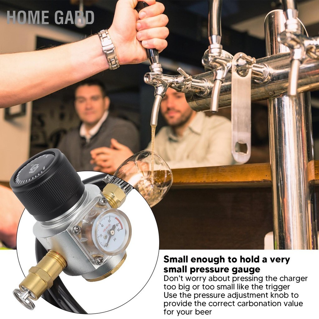Home Gard โซดาน้ำเครื่องทำเบียร์อัตโนมัติ 2nd Stageเครื่องวัดความดันสีดำชุดจำหน่ายท่อพร้อมวาล์วนิรภัยสำหรับครัวเรือน