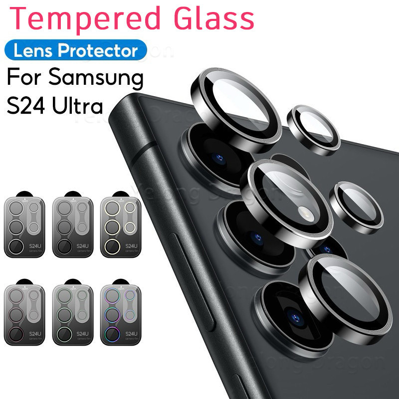 ฟิล์มกระจก เลนส์กล้อง ตัวป้องกันเลนส์กล้อง โลหะ ใส สำหรับ Samsung Galaxy S24 Ultra S24 Plus