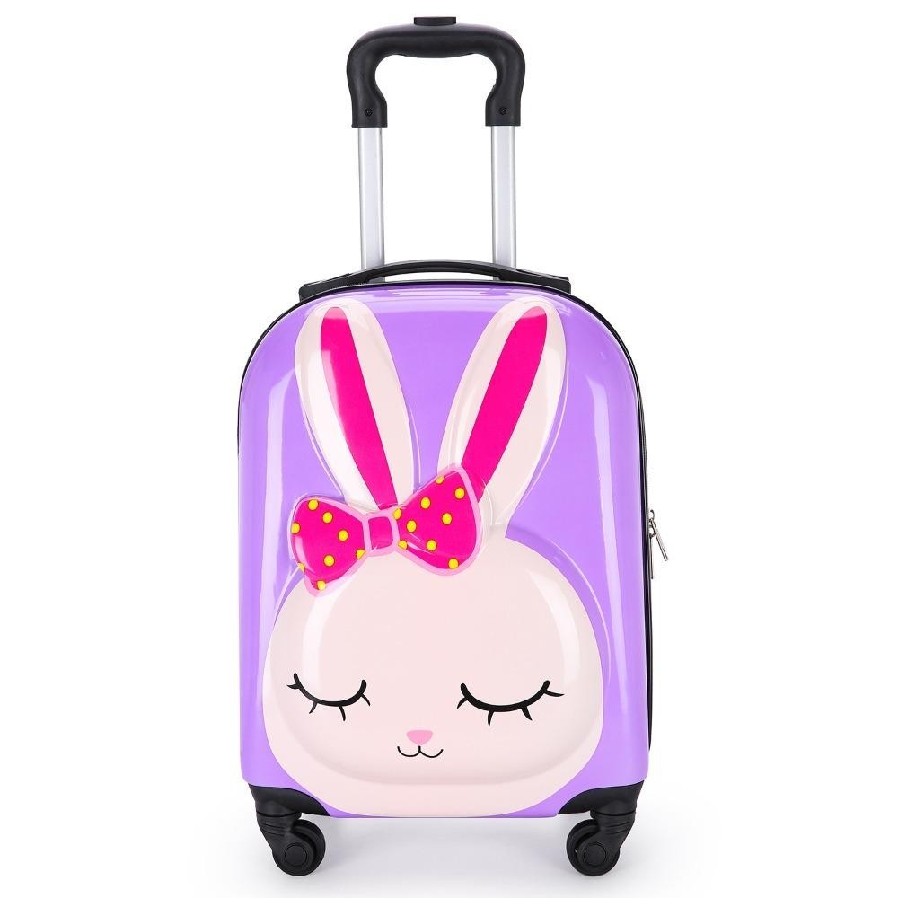 Trendyo กระเป๋าเดินทางขนาด 18 นิ้ว, กระเป๋าเดินทางลายการ์ตูน ABS + PC กันน้ํา, 4 ล้อแบบพกพา 3D ความจุขนาดใหญ่กรณีขึ้นเครื่องเด็ก