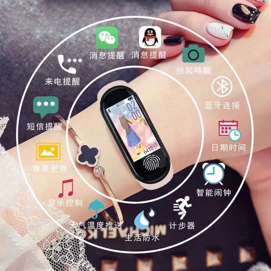 นาฬิกาข้อมือสมาร์ทวอทช์ อิเล็กทรอนิกส์ สีดํา สําหรับ Xiaomi 6 Huawei Apple 54.18
