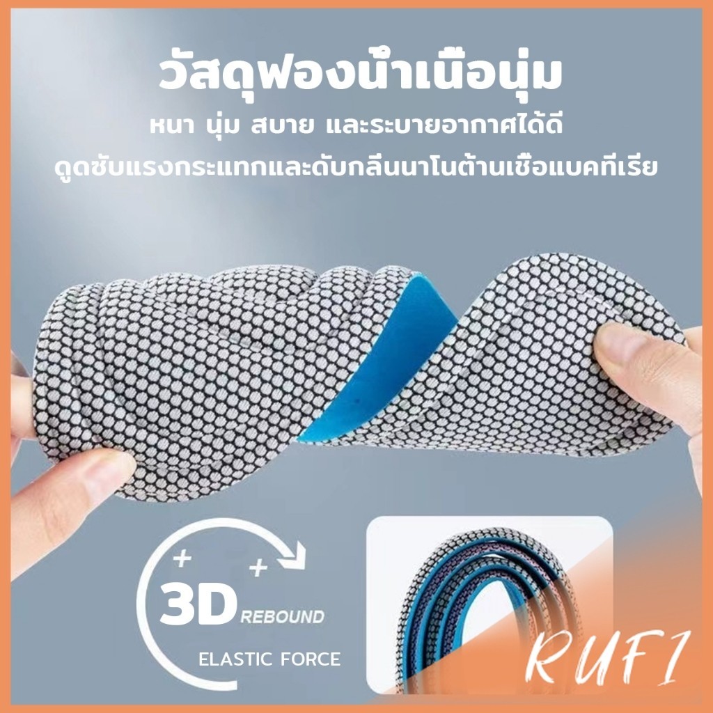 RUFI แผ่นรองเท้าเพื่อสุขภาพ ใส่สบาย ป้องกันการปวดเท้า ขนาด 35-46 insoles