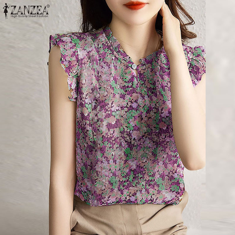 Zanzea เสื้อเบลาส์ลําลอง ลายดอกไม้ สไตล์เกาหลี สําหรับผู้หญิง — صورة 5