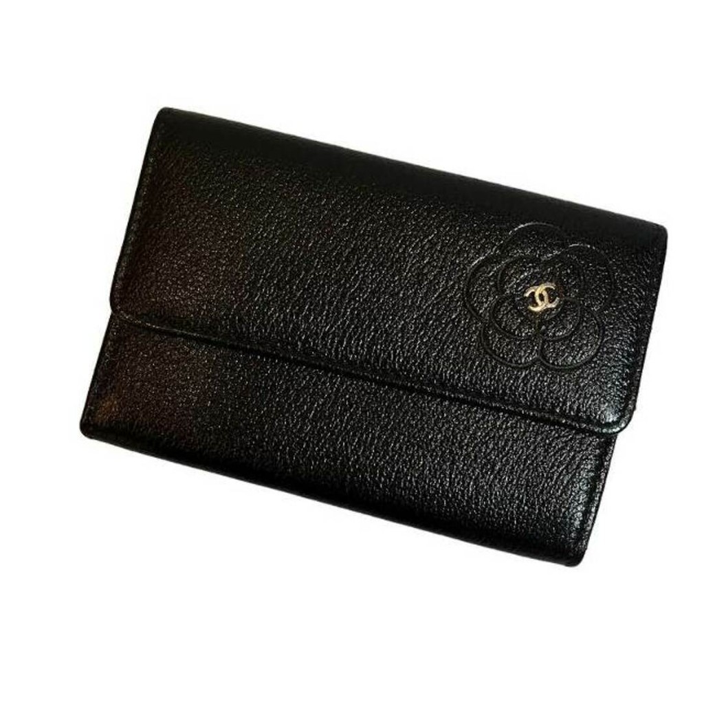 Chanel Card Case Camellia Coco Mark 15 Series Leather Black Direct from Japan Secondhand