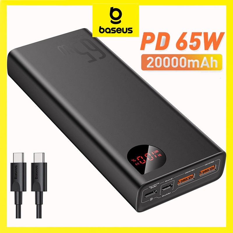 Baseus Adaman พาวเวอร์แบงค์ 65W 20000mAh หน้าจอดิจิทัล 4 พอร์ต ชาร์จเร็ว สําหรับแล็ปท็อป