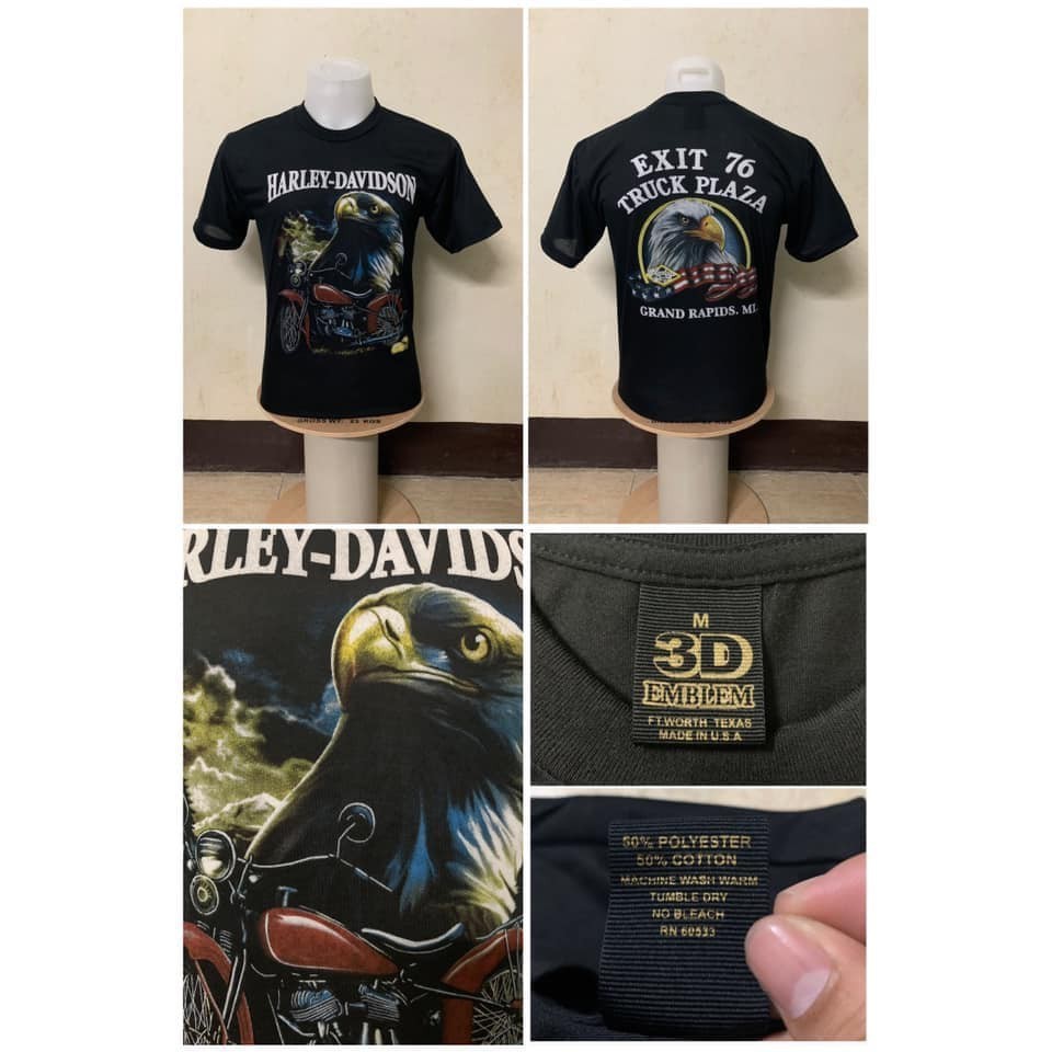 ย้อนยุคเสื้อยืดผู้ชาย เสื้อฮาเลย์ (harley davidson) ป้าย ผ้าบาง เสื้อผ้า เสื้อวินเทจS-5XL