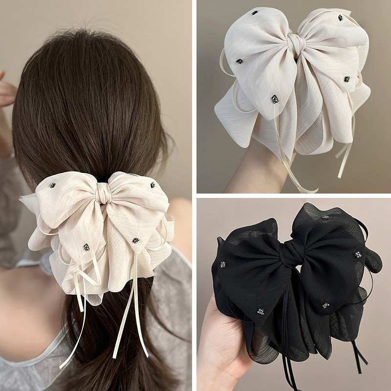 ตาข่ายสตรีมเมอร์ โบ กรงเล็บ คลิป แฟชั่นเกาหลี กิ๊บติดผม หรูหรา ที่หนีบผม เครื่อง