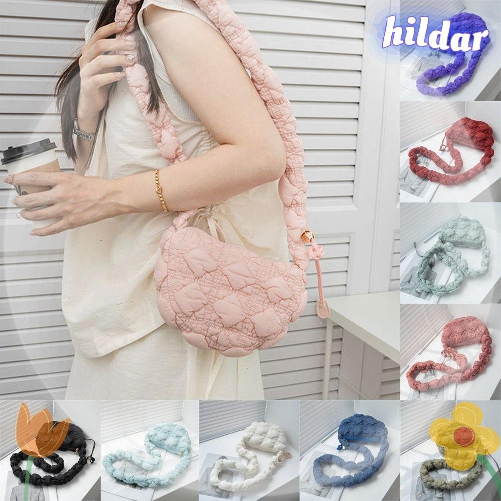 Hildar Messenger Bag, Bubbles Solid Color Quilted Shoulder Bag, Simple Cloud Pleated Shopping Bag Women Girls