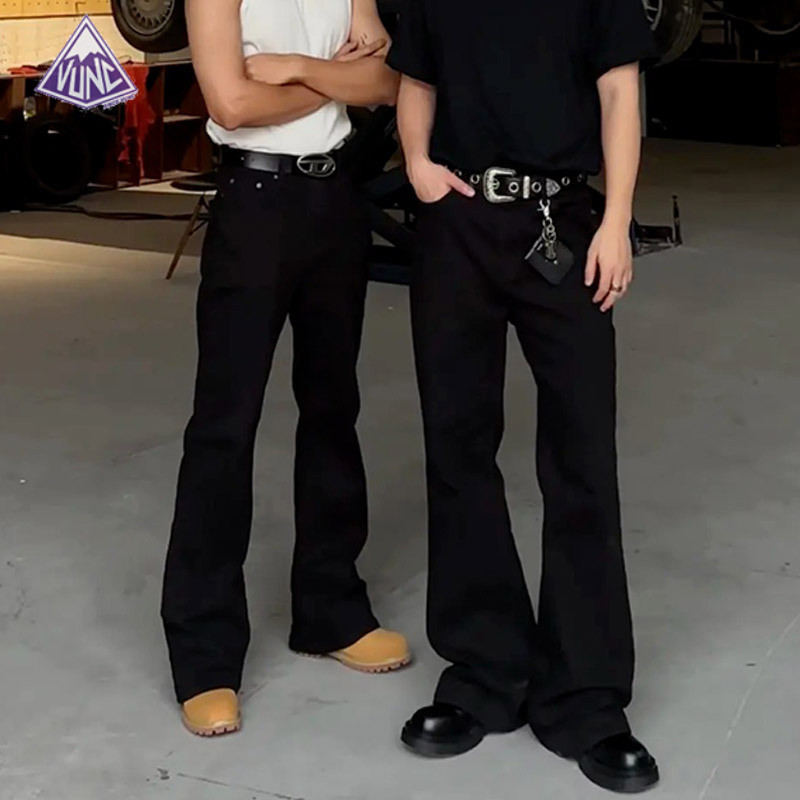 Vunc กางเกงผู ้ ชายฤดูร ้ อนเทรนด ์ ใหม ่ American street micro-lapped กางเกงสีทึบ casual street hip-hop กางเกงยีนส ์