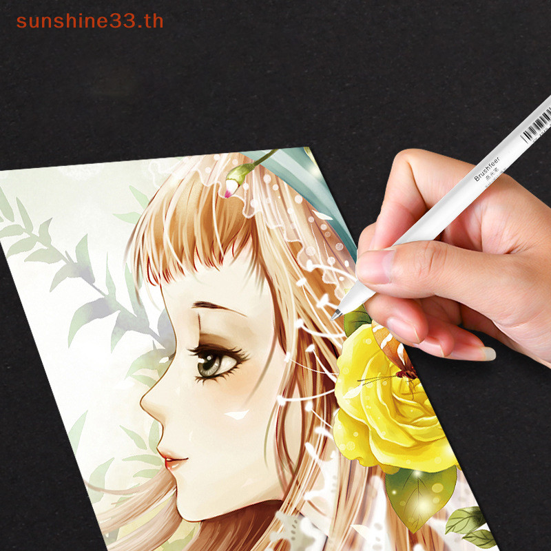 Thsun 3 ชิ ้ นสีขาวเจลหมึกปากกาคลาสสิก Gelly Roll Art Highlight Marker ปากกา Bright White Manga Marker ปากกา Art Paing ปากกา TH