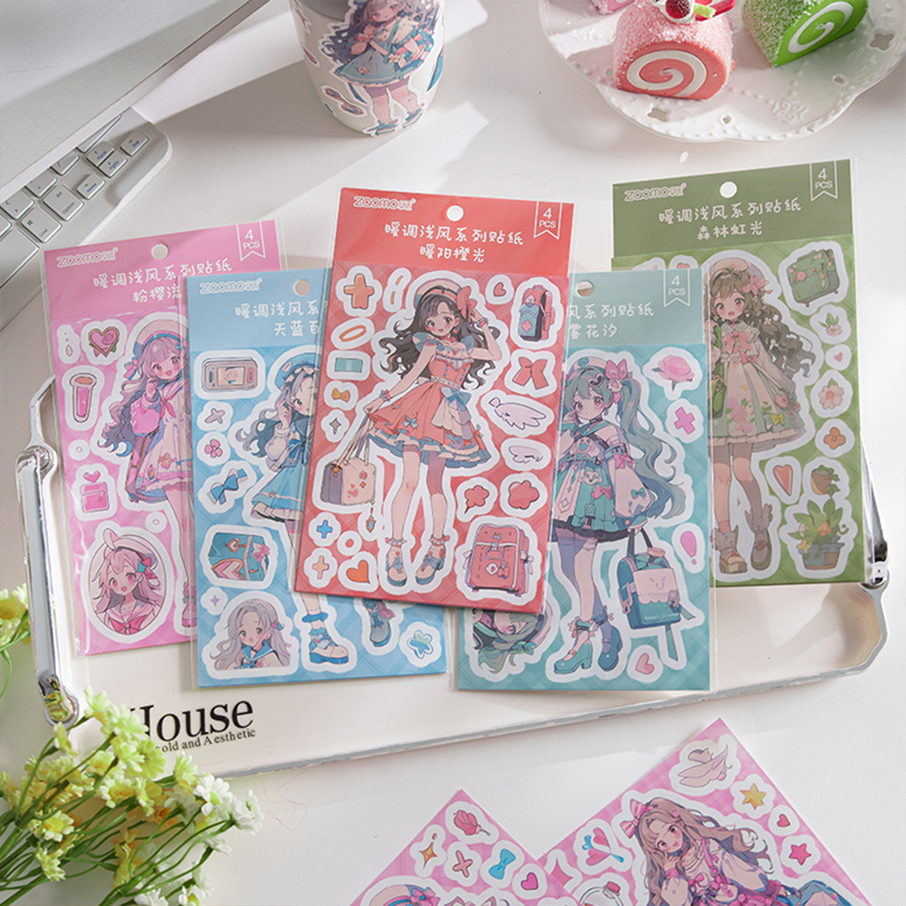 Journamm 4pcs/pack น ่ ารักสาวสติกเกอร ์ DIY Scrapbooking Collage Junk Journal Planner Decor อัลบั ้ มภาพความงามสติกเกอร ์