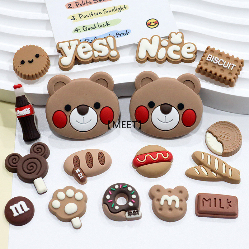 [ Meet ] 8pcs/pack การ ์ ตูนหมีกาวอ ่ อน DIY เครื ่ องประดับอุปกรณ ์ เสริมเคสโทรศัพท ์ ฉนวนกันความร ้ อนถ ้ วยน ้ ําตกแต ่ งแพทช ์ PVC กาวอ ่ อนชุดอุปกรณ ์ เสริม