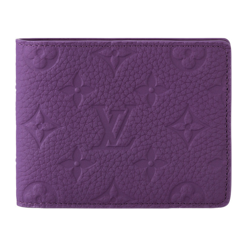 LV/Louis Vuitton Men's Wallet Multiple Purple Soft Calf Leather Folding Short M83056