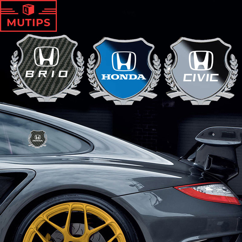 Honda รถ 3D ป้ายโลหะสติกเกอร์คาร์บอนไฟเบอร์ Texture Emblem Auto Body ตกแต่ง Decal สําหรับ City Brio BRV CRV Civic HRV Fit Jazz Odyssey Accord WRV