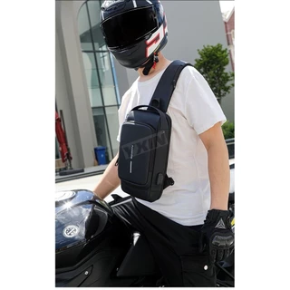 YXIN F001#กระเป๋าคาดอก สะพายข้างผู้ชาย กระเป๋ากีฬาอเนกประสงค์กันขโมยมีรหัสผ่าน พอร์ตชาร์จ USB ใส่มอเตอร์ไซค์กันน้ำ