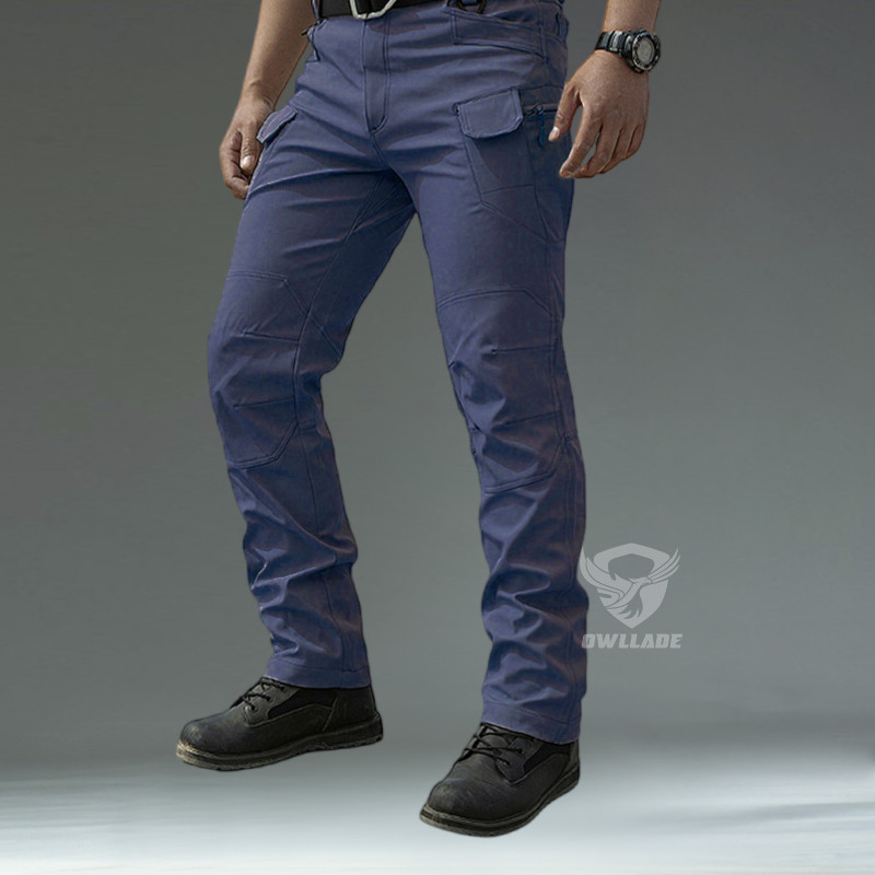 Owllade กางเกงคาร์โก้ยุทธวิธีสีดําสําหรับผู้ชายสีน้ําเงิน IX7 A01 2T