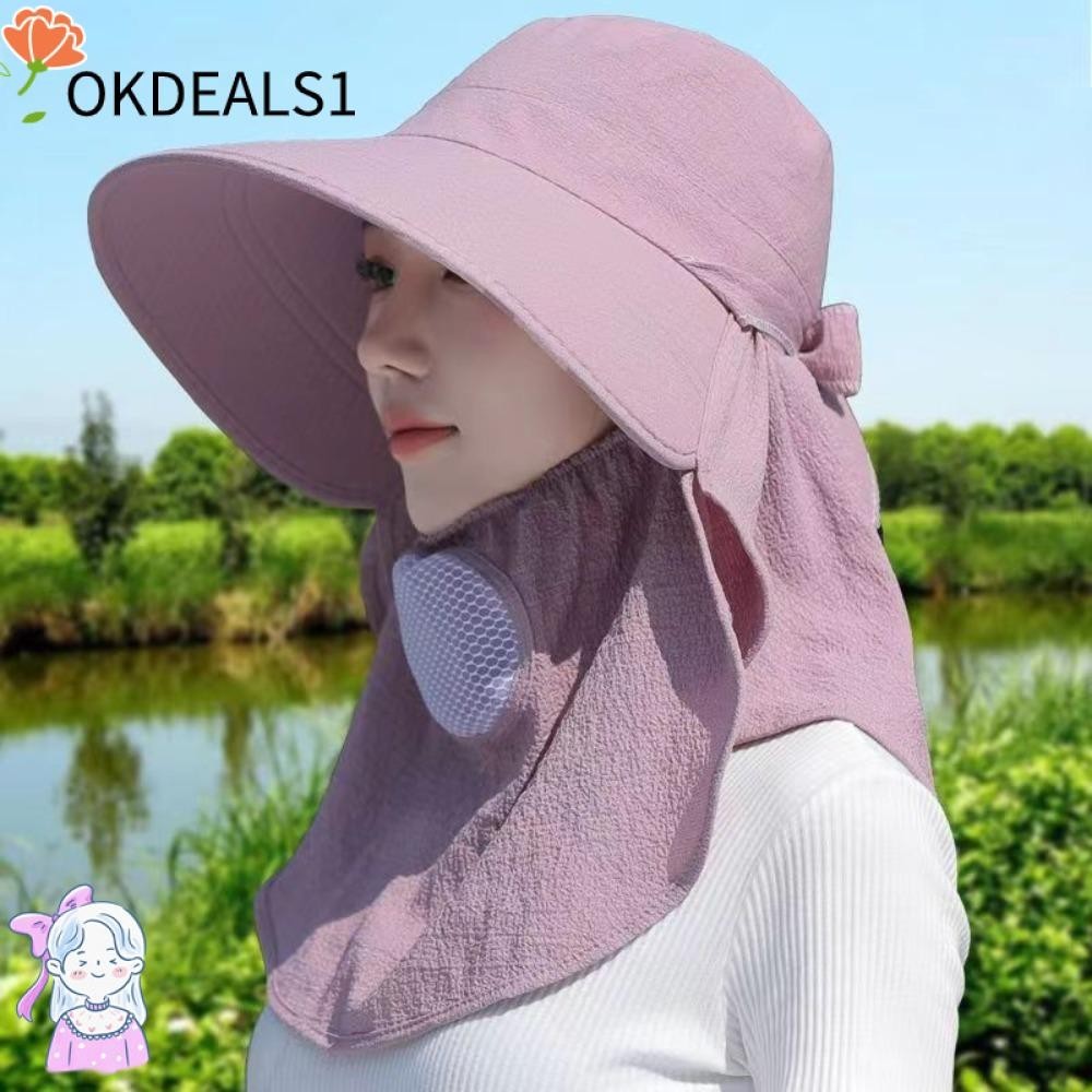 Dealshop หมวกกันแดด ผ้าคลุมไหล่ปีกกว้าง กันแดด ป้องกันรังสียูวี เหมาะกับเดินชายหาด แฟชั่นฤดูใบไม้ผลิ