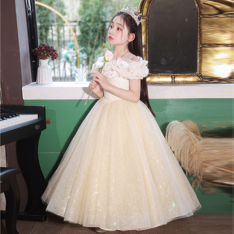 ชุดเจ ้ าหญิงโฮสต ์ High-End ดอกไม ้ สาว Niche เครื ่ องแต ่ งกายวันเกิดงานแต ่ งงานสาวเปียโนชุดสาวน ้ อยหรูหรา