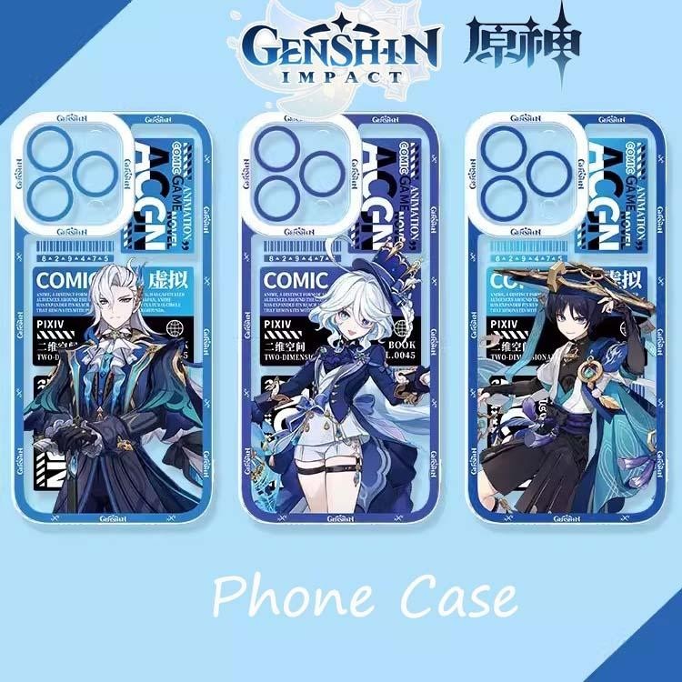 สําหรับ iphone 15 Pro Max 11 14 13 12 Mini 7 8 Plus X XS XR เคสโทรศัพท์ Ganyu เกม Genshin Impact Furina Neuvillette น่ารักโปร่งใส TPU อะนิเมะการ์ตูนพิมพ์