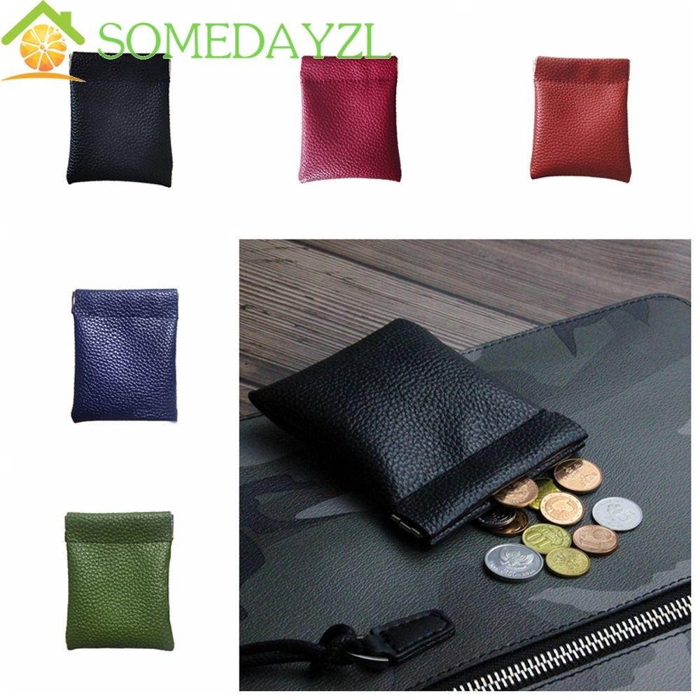 Somedayzl Self-closing Lipstick Bag, Self-closing Large Capacity Leather Makeup Coin Purse, Personality Simple Korean Style Mini Mini Makeup Bag Female/Male