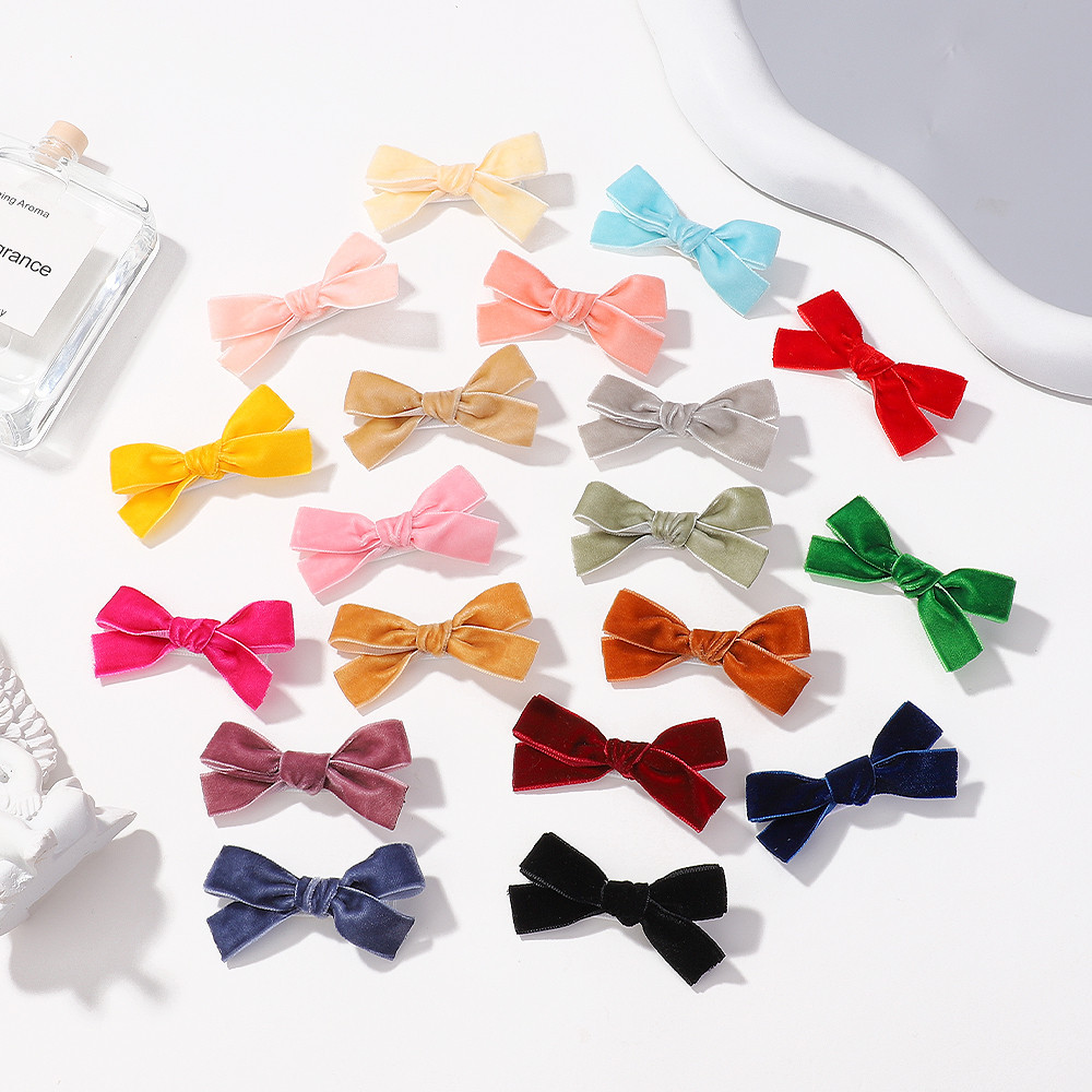 1 ชิ ้ น Handmade เด ็ กกํามะหยี ่ Bowknot คลิปผม Elegant Girls Party อุปกรณ ์ เสริมผมขายส ่ ง