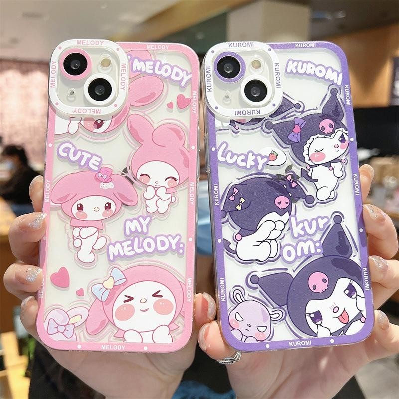 SAMSUNG สําหรับsamsung Galaxy A34 5G A55 A35 S24 Ultra S23 S22 S21 Plusหมายเหตุ20 A14 A13 เคสโทรศัพท์น่ารักMelodi Lucky Kuromiซิลิโคนอะนิเมะการ์ตูนกรณีTPUปกหลัง