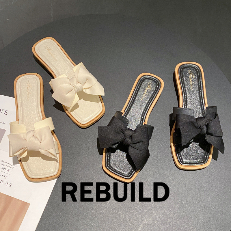 REBUILD รองเท้าแตะหญิง แฟชั่น ธรรมดา ใส่สบายๆ 2024ใหม่ ดูดซับเหงื่อ ส่วนตัว พุ่ง การออกแบบที่เป็นเอกลักษณ์ B28G0K9 21Z240522