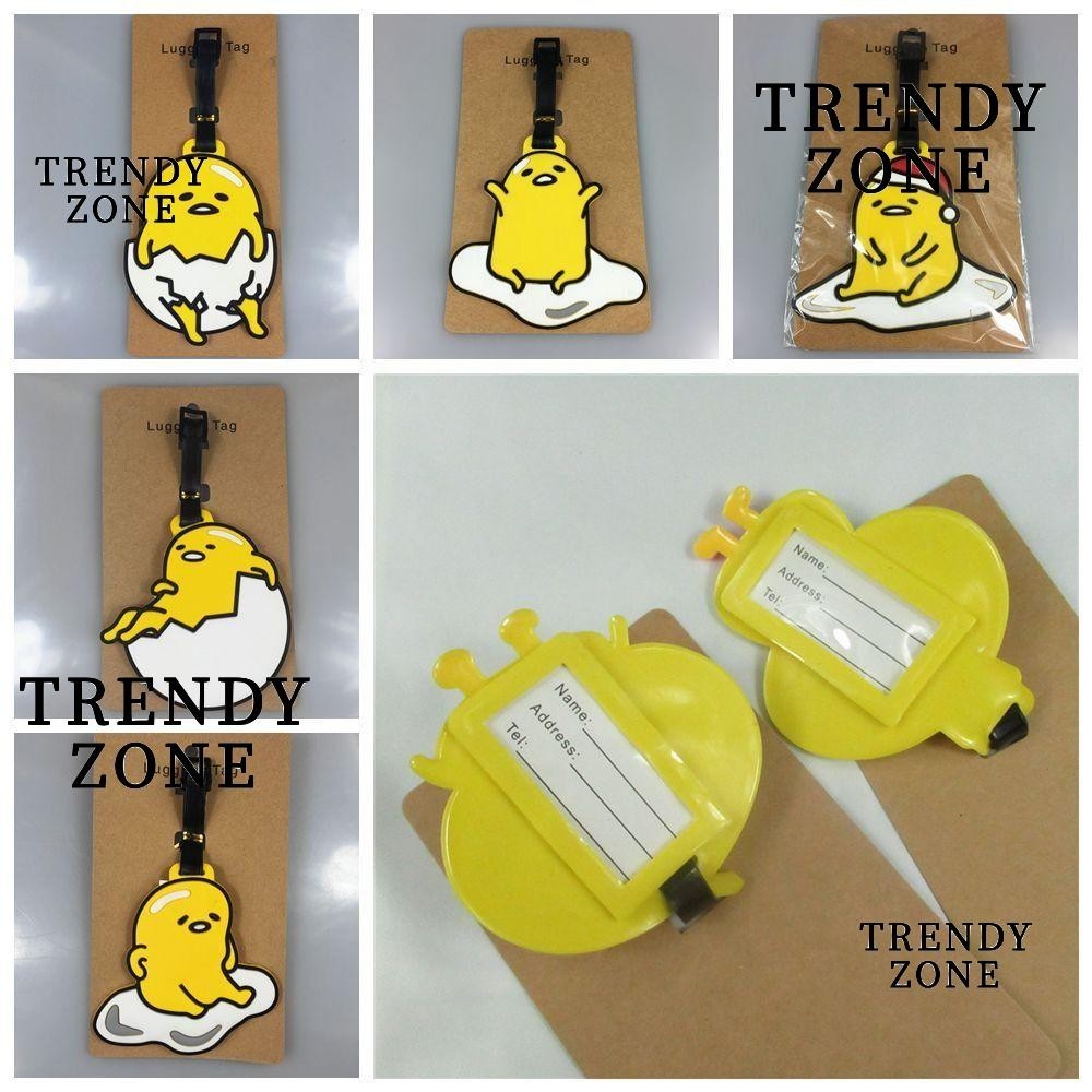 Trendyzone สายรัดฉลากกระเป๋าเดินทาง, อุปกรณ์เป้สะพายหลัง การ์ตูนสไตล์การ์ตูนแท็กกระเป๋าเดินทาง, อุปกรณ์การเดินทางนุ่มสีเหลืองชื่อ ID ป้ายที่อยู่