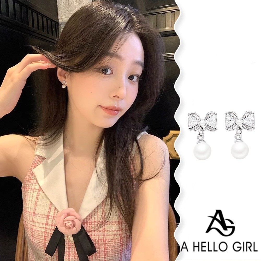 2024 ใหม ่ แฟชั ่ นElegantอเนกประสงค ์ Bow Pearlจี ้ ต ่ างหูผู ้ หญิง