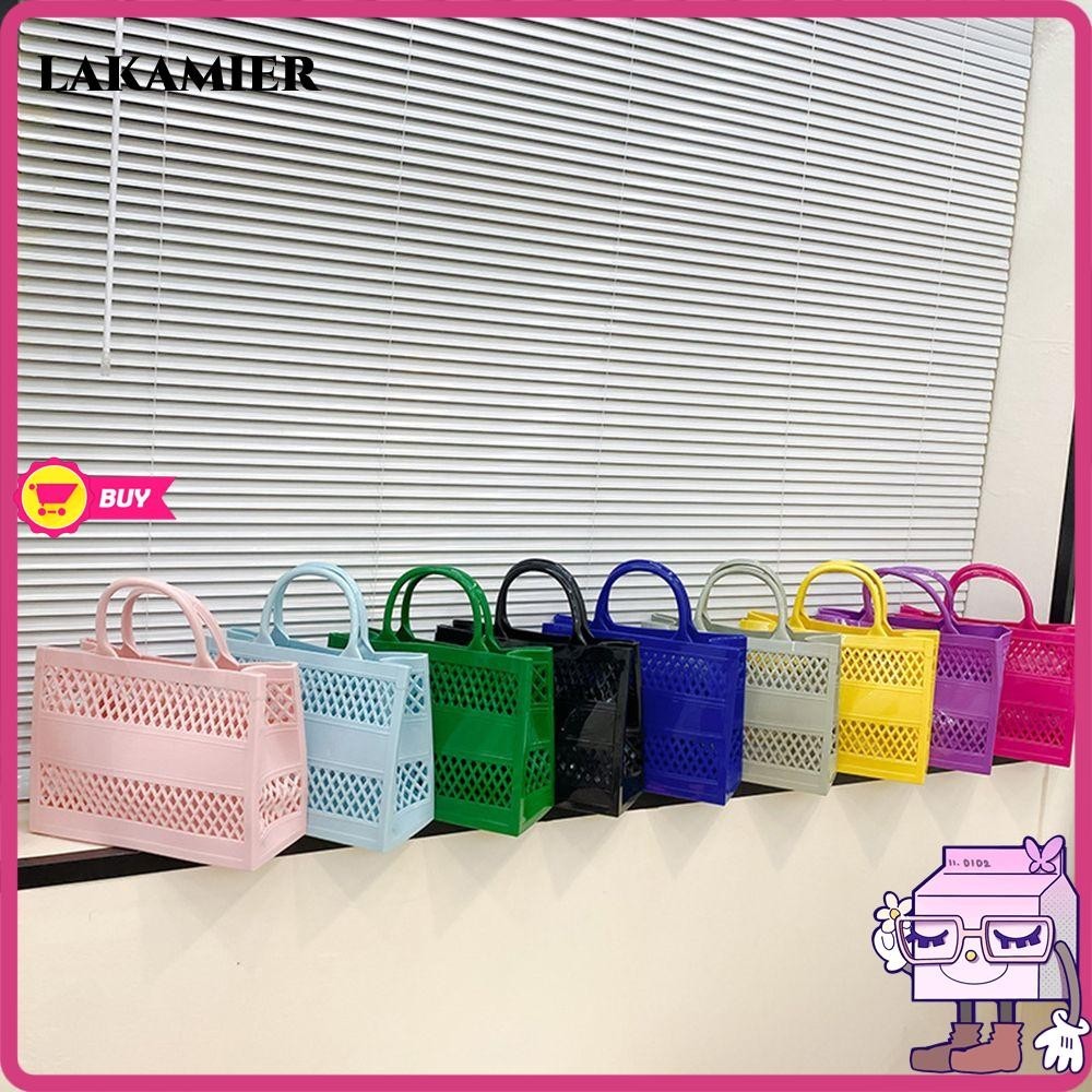 Lakamier กระเป๋าถือ ตะกร้าช้อปปิ้ง ขนาดใหญ่ แบบพกพา เหมาะกับเดินชายหาด
