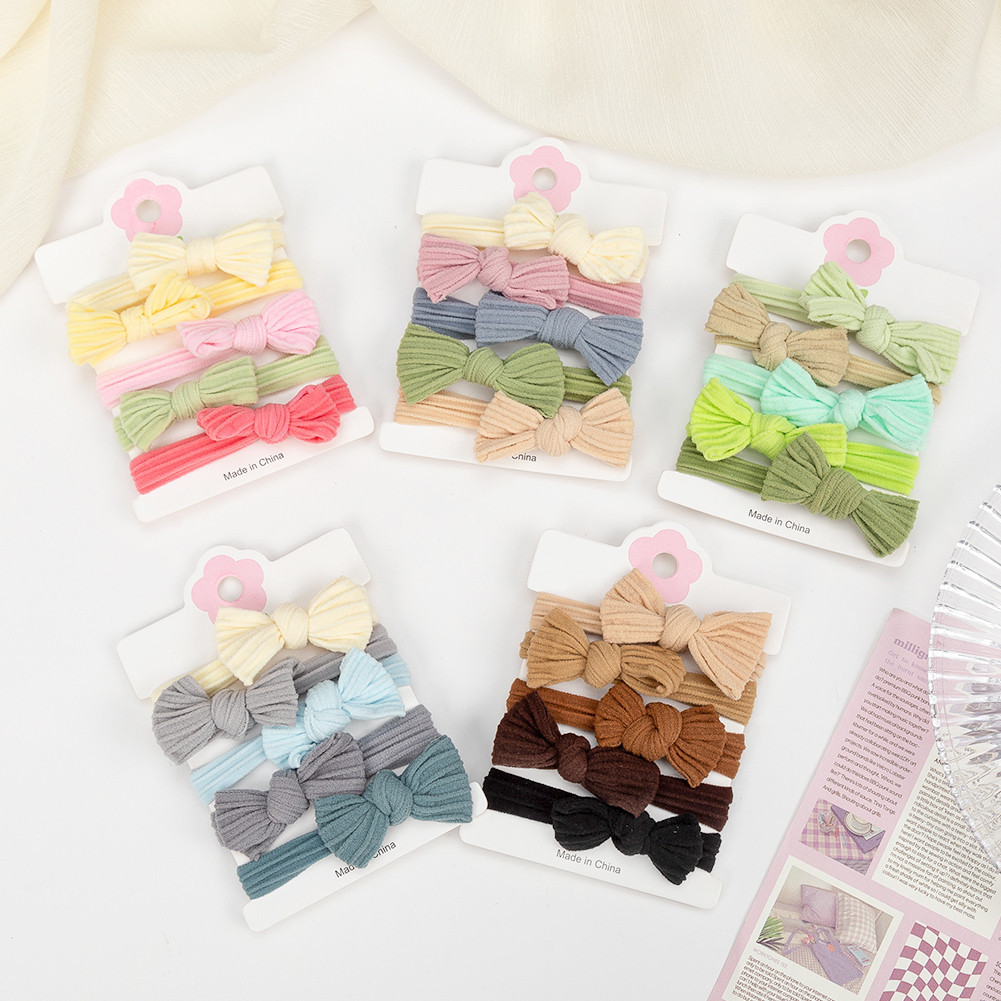 5 ชิ้นชุด Baby Simplicity ยางรัดไนลอนเด็กไนลอน HairTies เหมาะสําหรับอายุมากกว่า 3 ปี