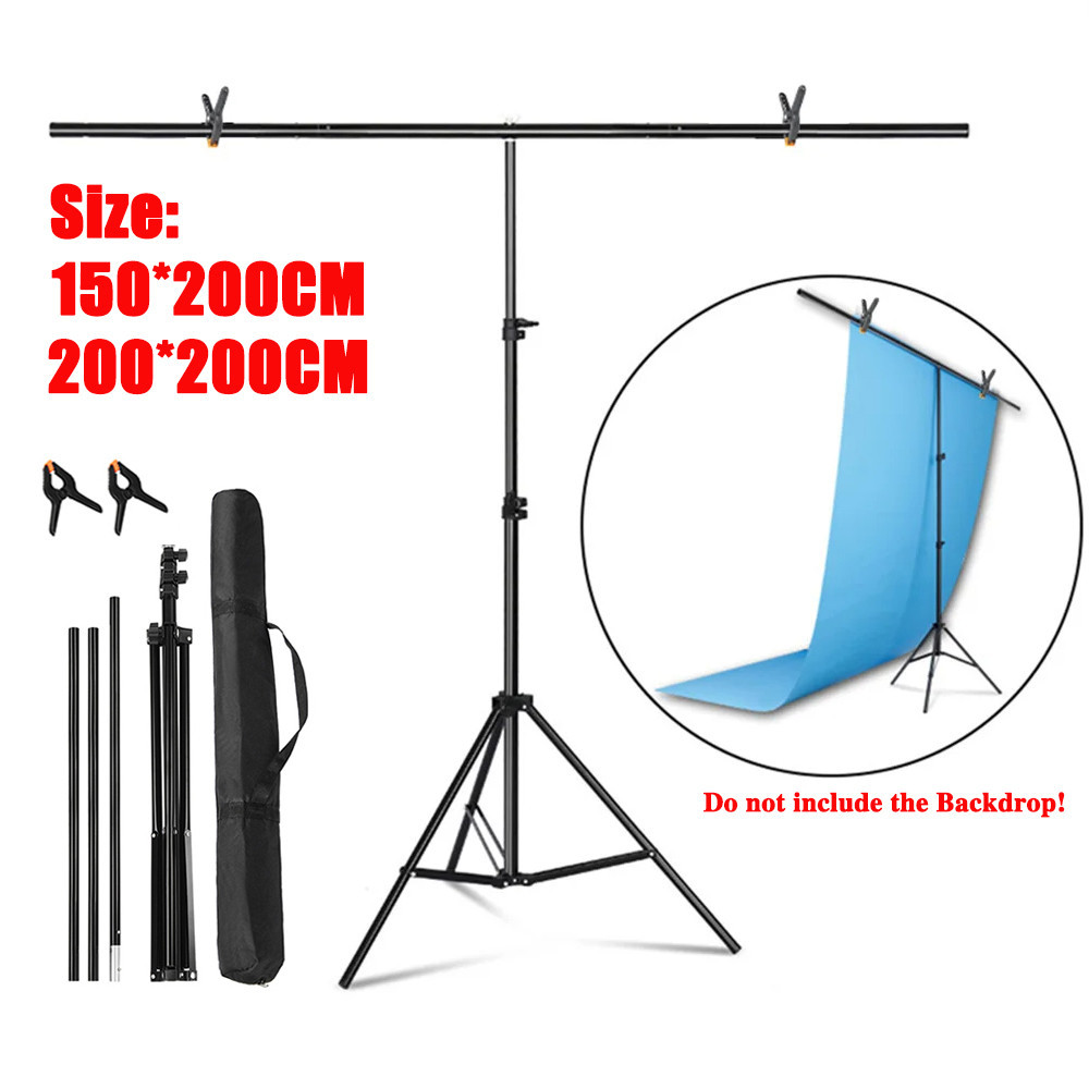 Photo Studio T-shaped Tripod Background Stand Photography Adjustable Support System for PVC &amp; Backdrop