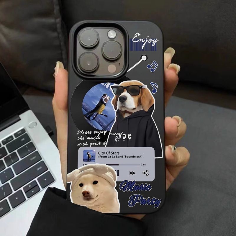 เคสไอโฟน16/15/14/13/12/11 Pro max แฟชั่นเทรนด์ซีดีลูกสุนัขกันกระแทก Compatible Case iPhone 11,12,13,14,15,16,11PM,12PM,13PM,14PM,15PM,16PM,16Plus,X/Xs, XR,7 +,8Plus