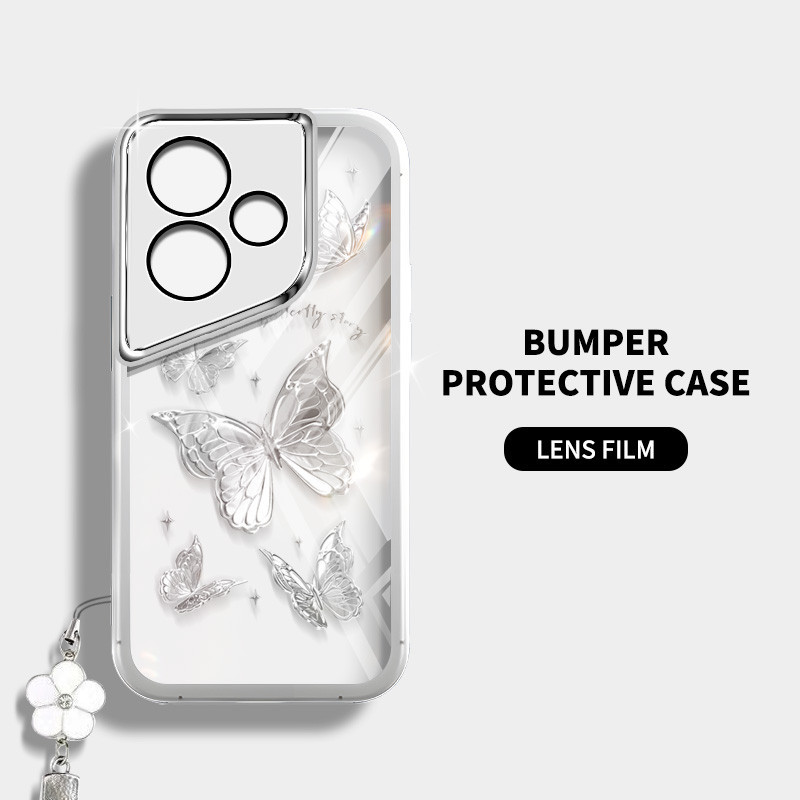 Ybd INS สไตล์เคสโทรศัพท์สําหรับ Infinix ITEL A70 A80 A665L ร้อน 30i ร้อน 30 เล่น NFC X669 X669C X669D X6835B X6831 X6832 Niche ผีเสื้อปลอกพร้อมเลนส์ป้องกัน
