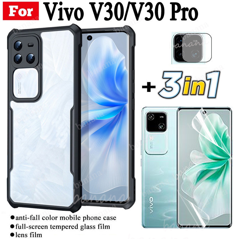 3 in 1 Vivo V30 Anti-fall โทรศัพท์มือถือสําหรับ Vivo V30E V 30 Pro V29 V 29 Pro V29E Soft Hydrogel ฟ