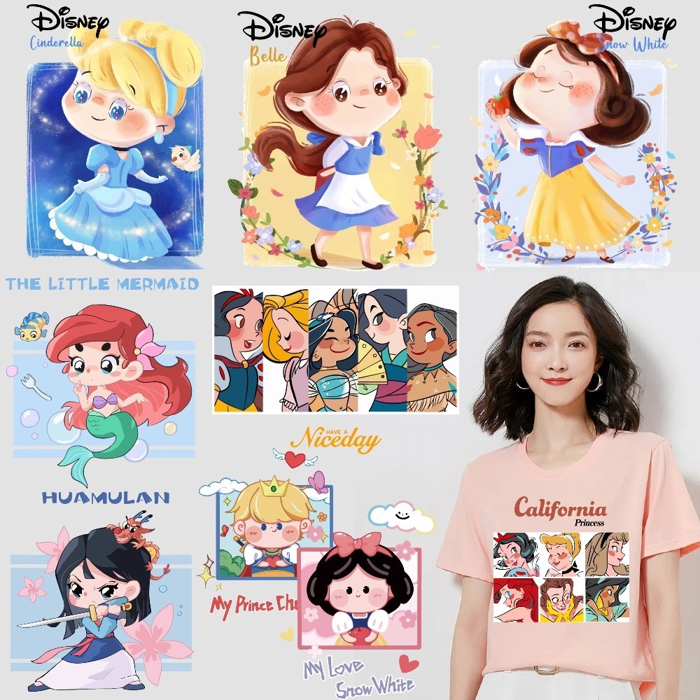 ใหม่เจ้าหญิงดิสนีย์น่ารักq-editionสติกเกอร์หม้อร้อนการ์ตูนความร้อนนําไฟฟ้าสติกเกอร์ผ้าล้างทําความสะอาดได้สติกเกอร์diyเสื้อยืดบรรจุภัณฑ์ตกแต่งของขวัญ