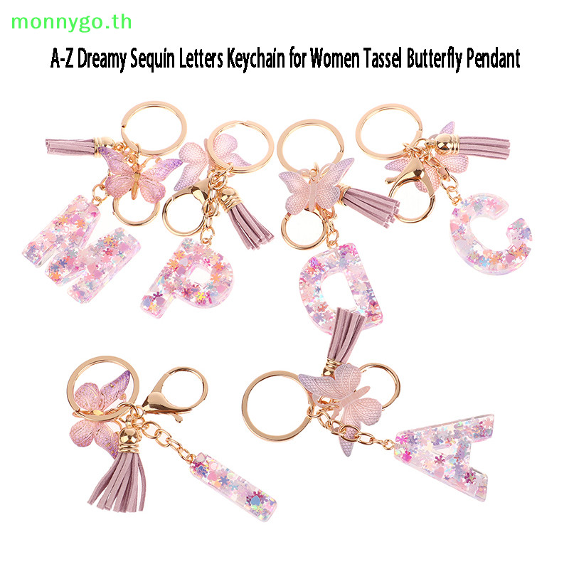 Monnygo AZ Dreamy เลื่อมตัวอักษรพวงกุญแจสําหรับผู้หญิง sel จี้เริ่มต้นพวงกุญแจกระเป๋า Suspension กระเป๋า Ch รถ TH - รูปที่ 4