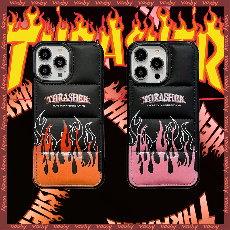 Thrasher เปลวไฟป้ายลงเสื้อแจ็คเก็ตเคสโทรศัพท์เหมาะสําหรับIPhone16 16Pro 16ProMax 15Pro 15ProMax 14ProMax 14 14P 13 13P 13PM 12 12Pro 12PM 11Pro 11ProMax X XR 7P 7 8 se 16Plus