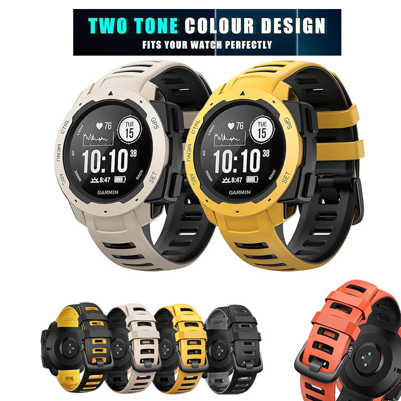 สายนาฬิกาซิลิโคนสองสีสําหรับ Garmin Instinct / Solar / Tactical/ Esports/ Tide/ 2/ 2 Solar/ 2 Solar Tactical / Adjustable Band